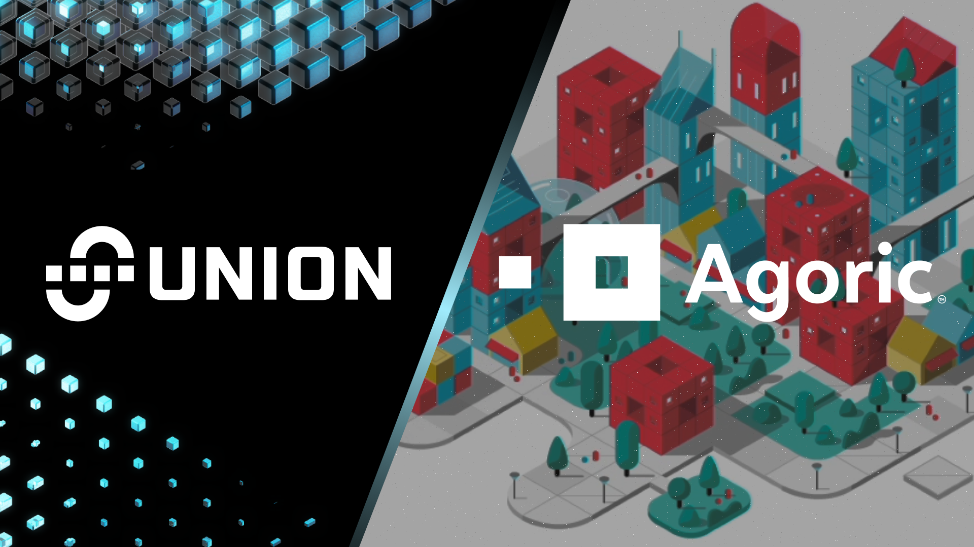 Graphic with the Union logo on one side, and the Agoric logo on the other side.